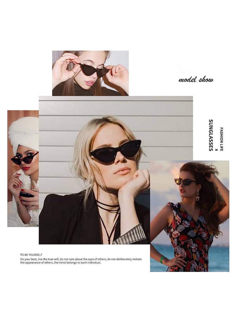 SOLARAE Retro Cat Eye Sunglasses, UV Protection Vintage Goggles Plastic Frame Fashion Womens Sunglasses, 3 Pairs - Image 4