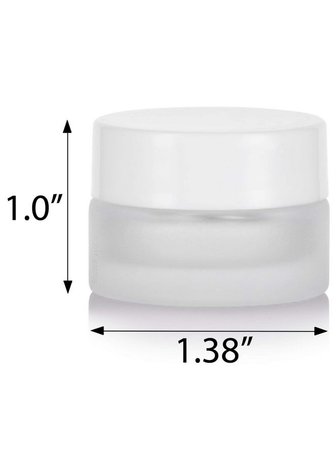 JUVITUS - Frosted Clear Glass 5 Ml 1 6 Oz Small Thick Wall Balm Salve Pot Container Jars With White Smooth Foam Lined Lids (6 Pack) - Image 1