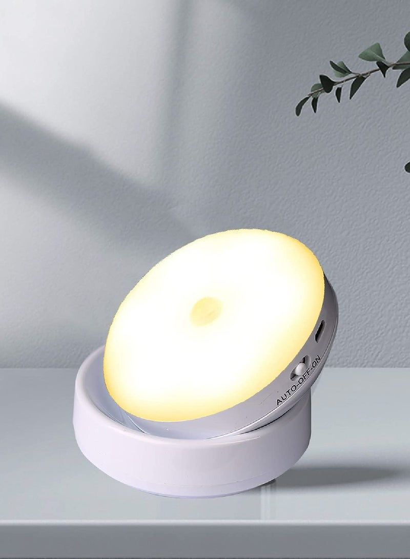 مصباح مستشعر الحركة ، أضواء ليلية LED لاسلكية ، ضوء 360 درجة مع قاعدة مغناطيسية ، مصباح ليلي قابل لإعادة الشحن للخزانة ، السلالم ، غرفة النوم ، المطبخ ، المدخل(الأبيض الدافئ)  - Image 2