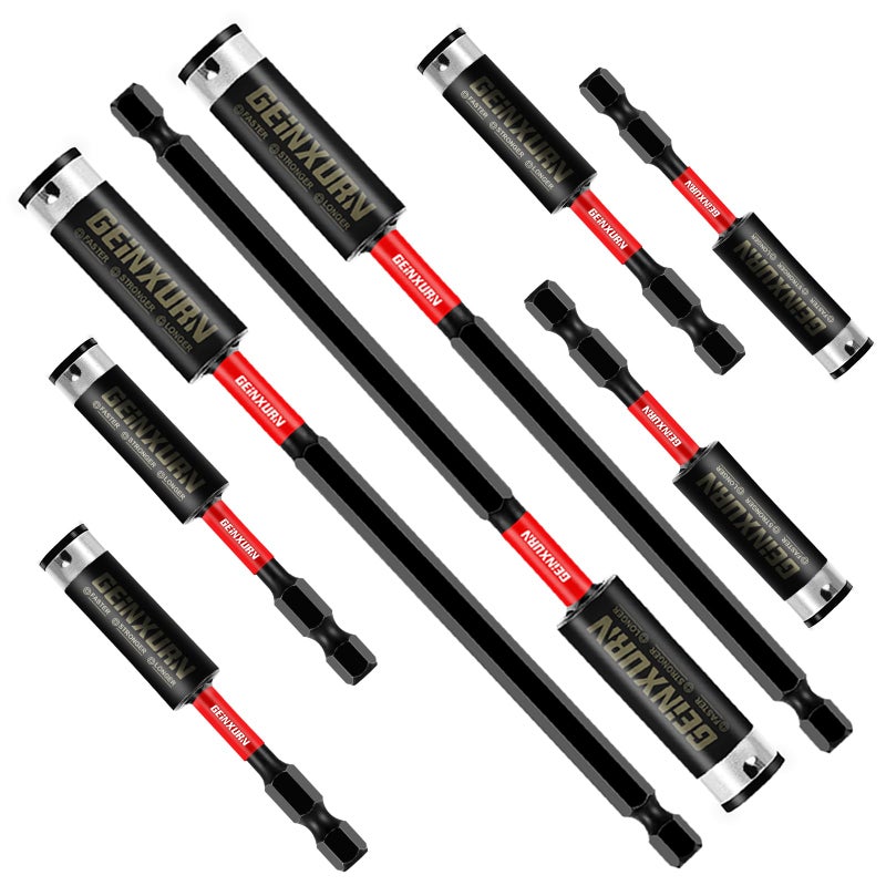 Geinxurn 8PACK Impact Magnetic Screwdriver Bit Holders Extension Socket Drill Bit Holder S2 Alloy Steel Hex Shank QuickChange Drill Bit Guide3inches and 6inches