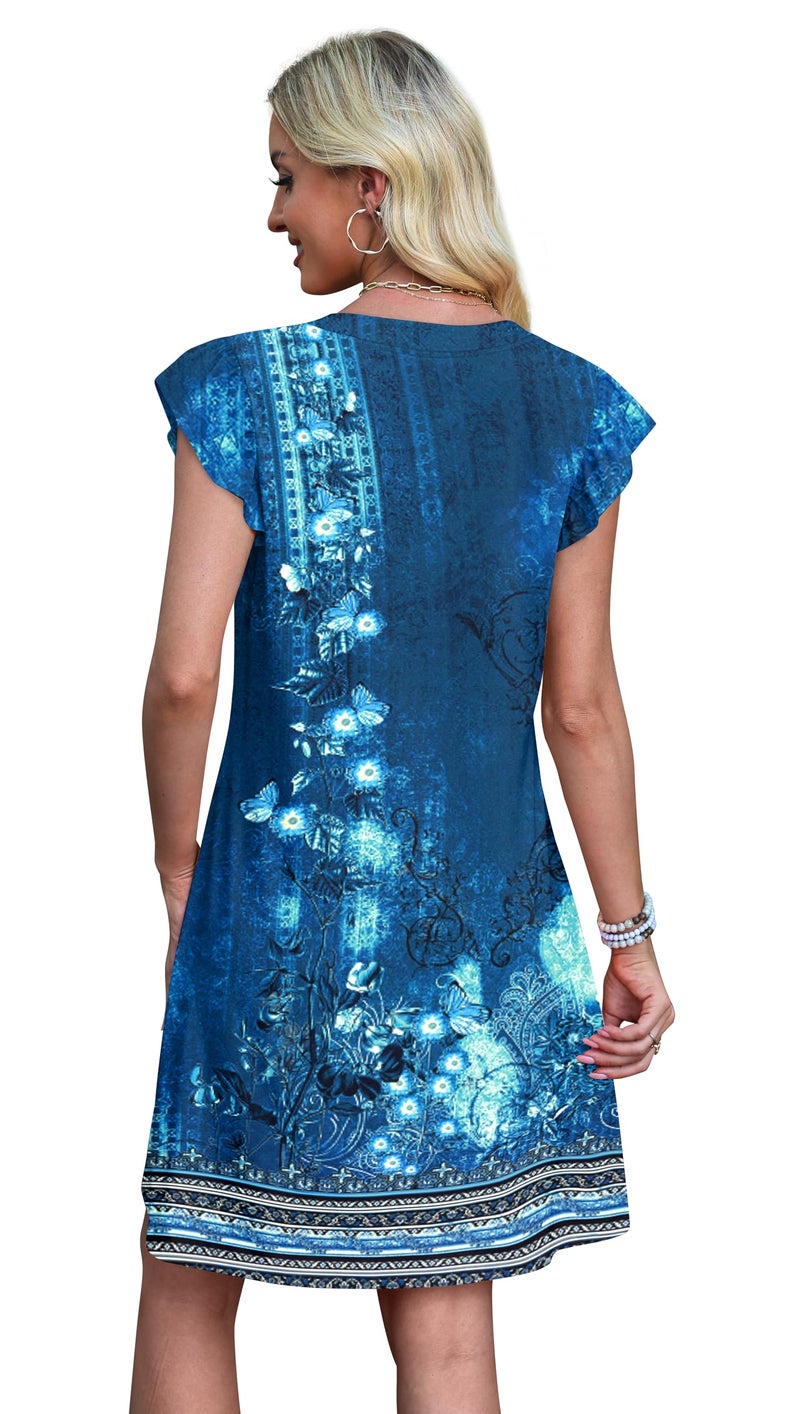 OFEEFAN Spring Summer Dresses for Women Casual Boho Sundress Beach Vacation Clothes Cruise Resort Wear Outfits Print 8 L - Image 5