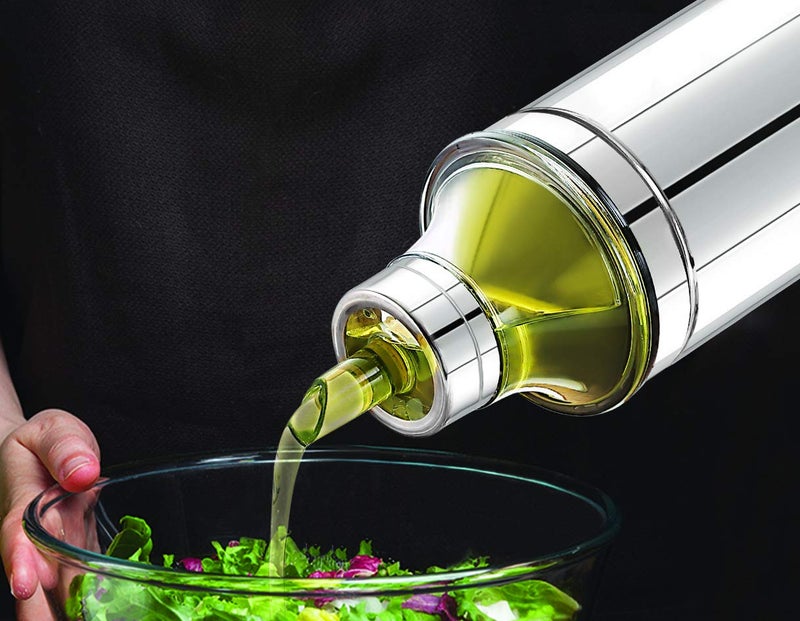 Komal White Cap Stainless Steel Oil Dispenser,350 Ml,Silver, Standard - Image 2