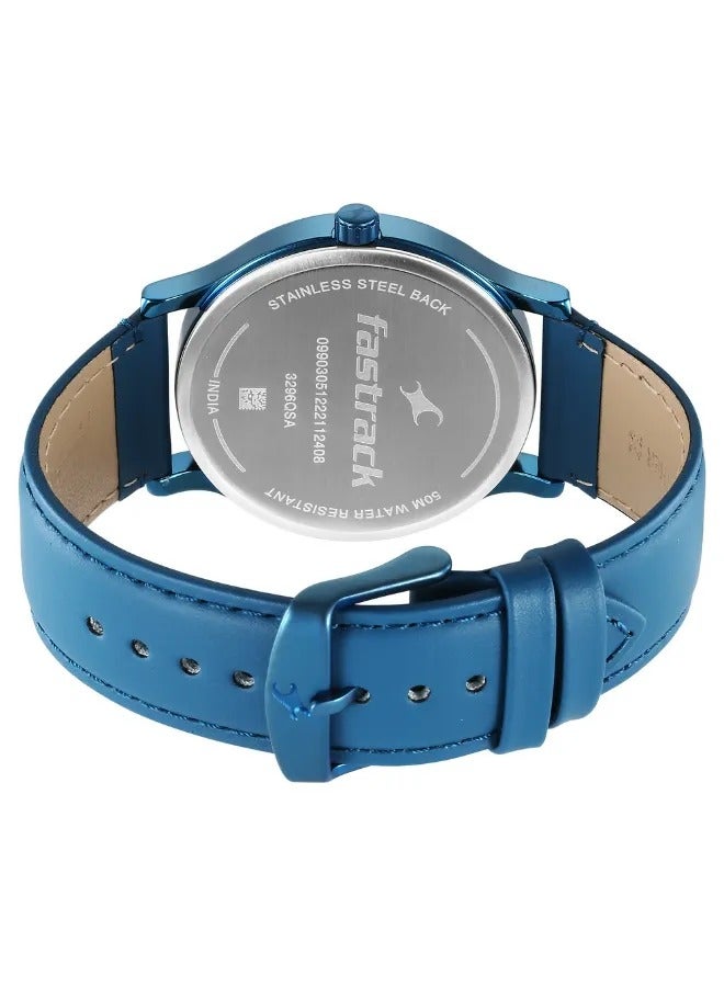 fastrack ساعة يد جلدية للرجال بشكل دائري تناظري - 3296QL01 - 47.85 مم - Image 5