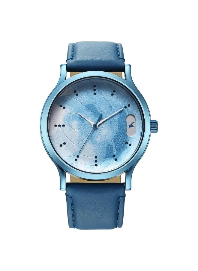 fastrack ساعة يد جلدية للرجال بشكل دائري تناظري - 3296QL01 - 47.85 مم - Image 2