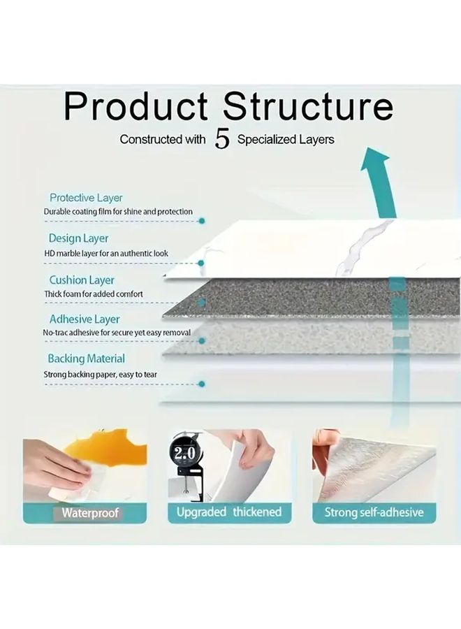 خلفية حائط PVC ذاتية اللصق رخامية ثلاثية الأبعاد باللون البني الفاتح للمطبخ والحمام والكونترتوب - Image 4