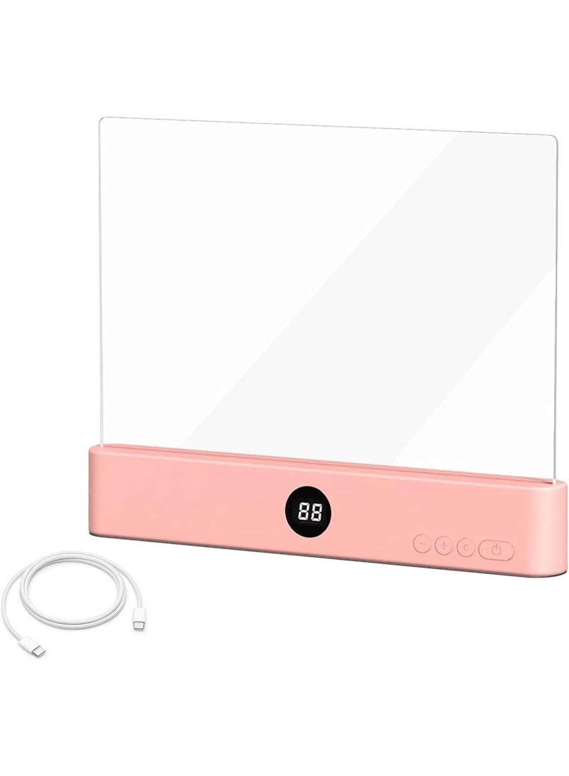 عربست مصباح قراءة ذكي بتقنية LED، صندوق كنوز إضاءة الكتب، مصباح قراءة مسطح شفاف قابل لإعادة الشحن بتقنية LED بثلاثة ألوان ومؤقت، مصباح دراسة قابل للرسم، مصابيح أحلام القارئ الهادئ (وردي) - Image 1