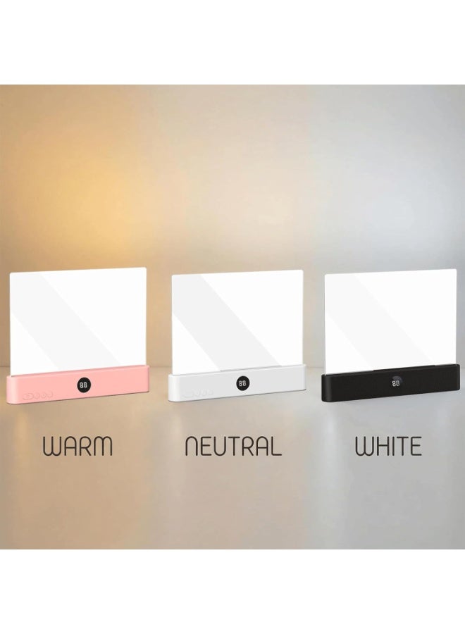 عربست مصباح قراءة ذكي بتقنية LED، صندوق كنوز إضاءة الكتب، مصباح قراءة مسطح شفاف قابل لإعادة الشحن بتقنية LED بثلاثة ألوان ومؤقت، مصباح دراسة قابل للرسم، مصابيح أحلام القارئ الهادئ (وردي) - Image 5