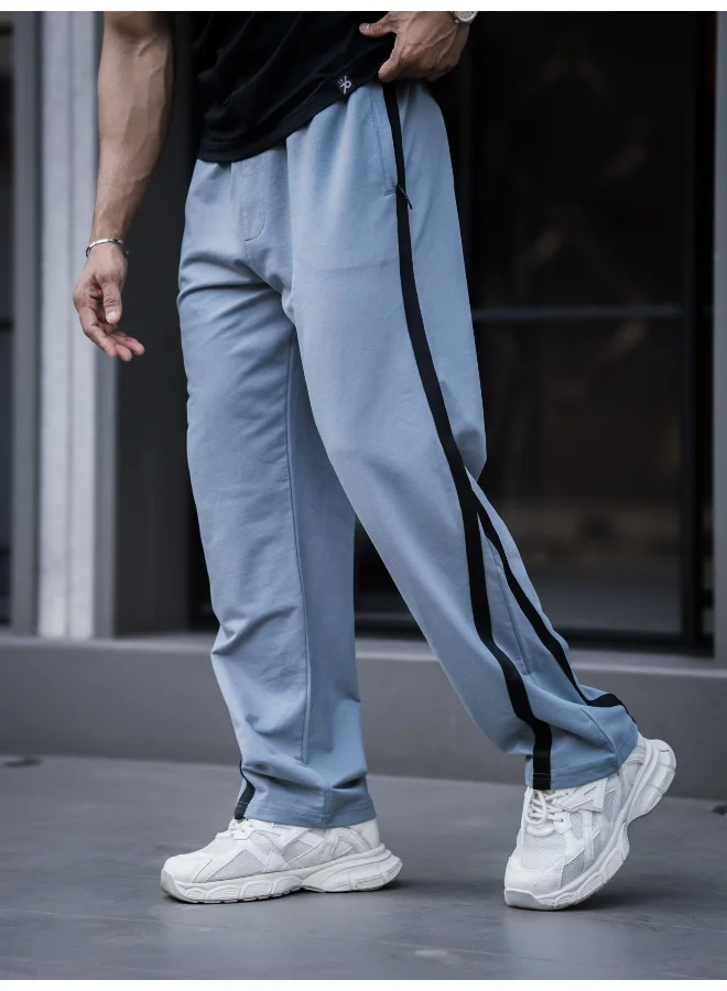 Maniac Mens Color Block Light Grey & Black Color Baggy Fit Pant