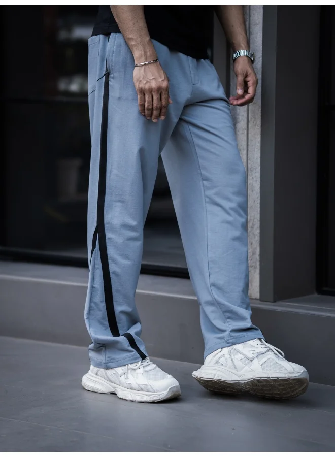 Maniac  Maniac Mens Color Block Light Grey & Black Color Baggy Fit Pant for Men | Best Price UAE