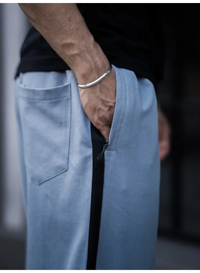 Maniac  Maniac Mens Color Block Light Grey & Black Color Baggy Fit Pant for Men | Best Price UAE