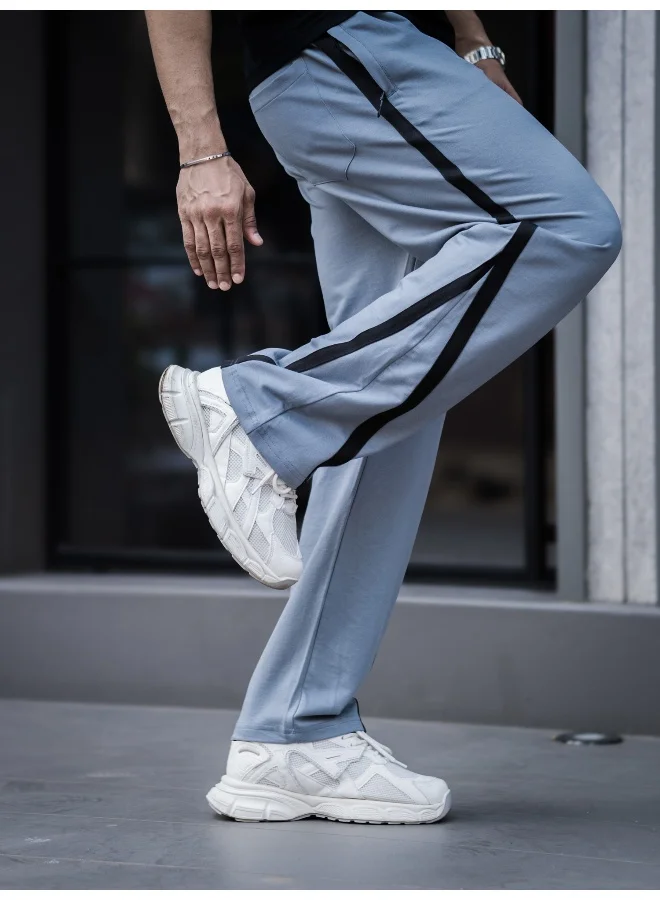 Maniac  Maniac Mens Color Block Light Grey & Black Color Baggy Fit Pant for Men | Best Price UAE