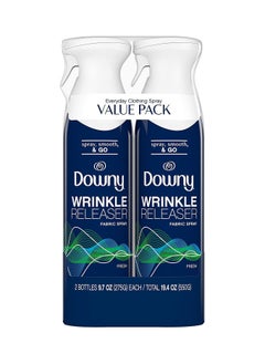 Downy WrinkleGuard Wrinkle Release Fabric Spray, Fresh Scent, 19.4 Total Oz (Pack of 2) - Fabric Refresher, Odor Eliminator & Anti Static