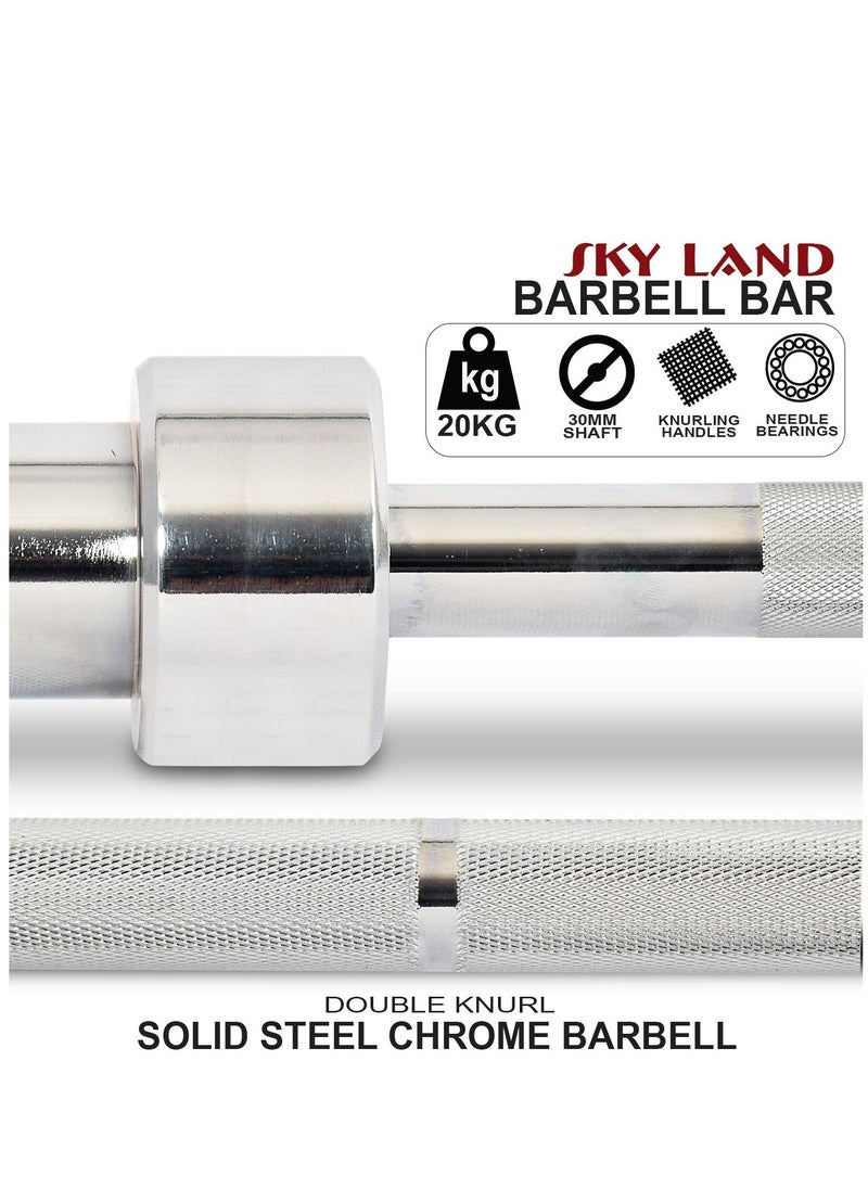 SkyLand Power Weight Lifting Bar For Home Gym Workout| Fitness Barbell Rod, Chrome Plated Steel Gym Rod 2.2 Meter  - Image 4