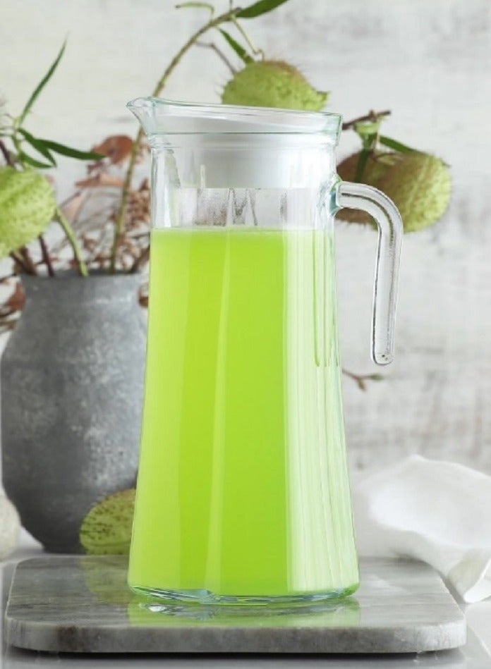 LAV Truva Jug – 1400 ml – 260 mm Height – Clear Pitcher with Plastic Lid for Water, Juice & Cold Beverages - Image 1