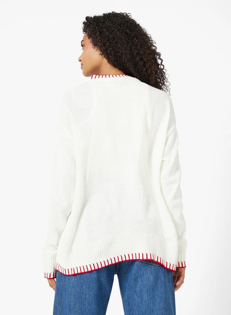 Ginger Bow Detail Crew Neck Sweater