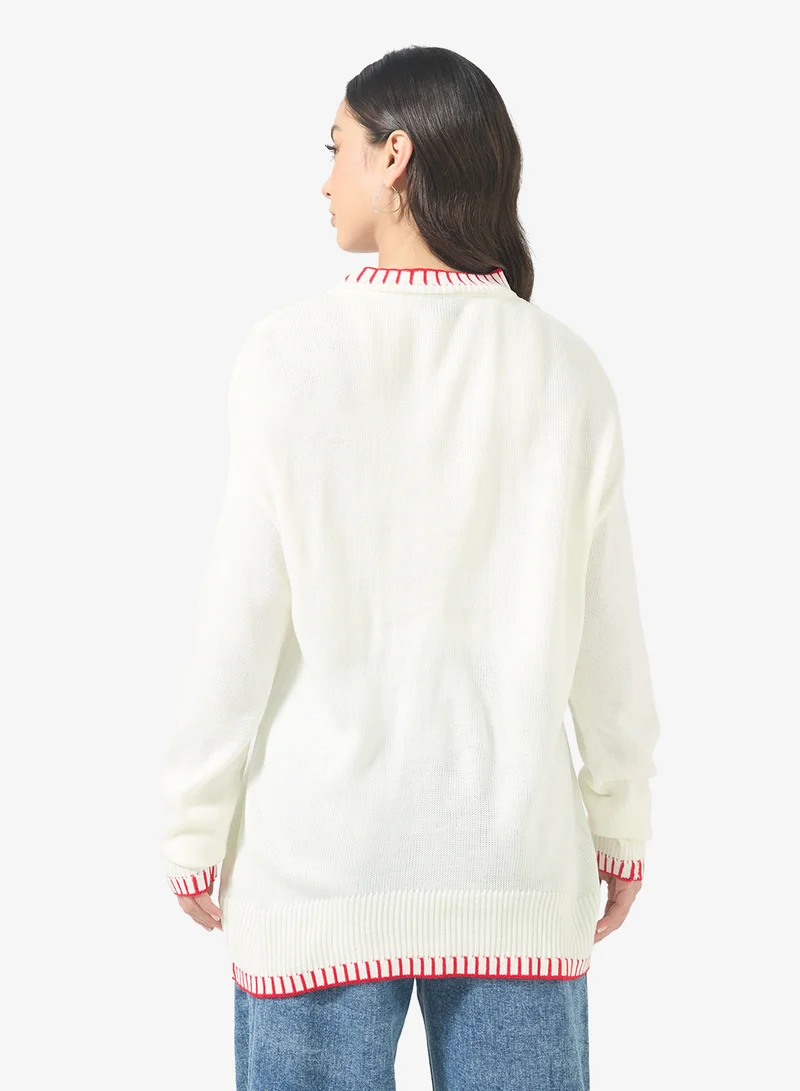 Ginger Bow Detail Crew Neck Sweater