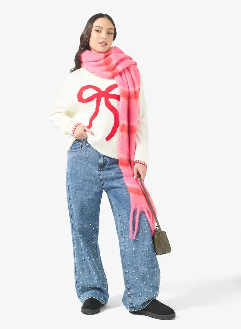 Ginger Bow Detail Crew Neck Sweater