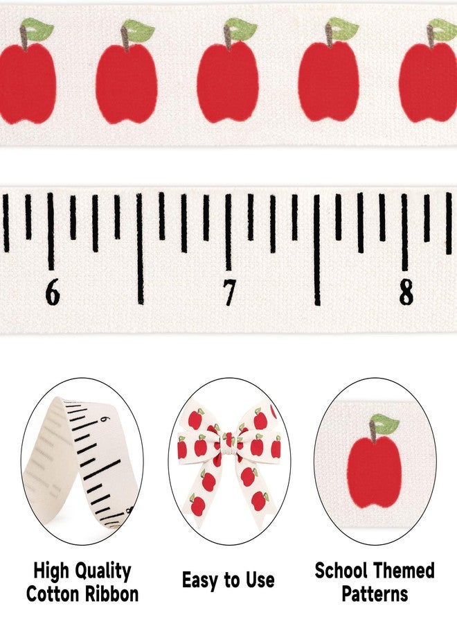 KINGLAKE Ruler Ribbon Teacher Themed - 5/8 Inch x 20 Yards Apple Natural Cotton Twill Tape Ribbon for Teacher Appreciation Week Graduation Back to School Gift Wrapping Baking Classroom Decor - Image 3