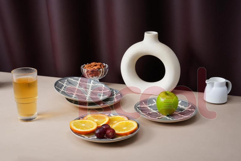 FS COOL Large Ceramic Plates Hand Painted Dinnerware Dishes Set for Kitchen Microwave Dishwasher Safe Dishes for Steak Pizza Home Restaurant Party Gifts 8 Inch 205 Cm Grey Set of 2 - Image 5
