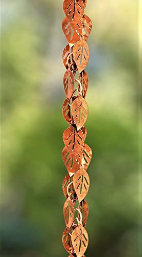 Monarch Rain Chains Pure Copper Cascading Leaves Rain Chain, 8.5 Ft Decorative Rain Catcher Chain for Gutters, Rain Chains for Outside, Rain Gutter Replacement Downspout - Image 4