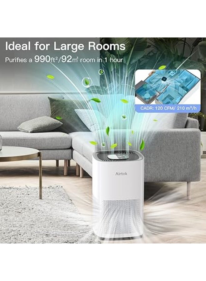 Air Purifiers Large Room with H13 True HEPA Filter for Bedroom Home - AIRTOK Air Purifier for Allergies and Pets Smoke Mold Dust Dander Odor Coverage Max 793 ft2 99.9% Removal to 0.1mic Ozone-Free - Image 4
