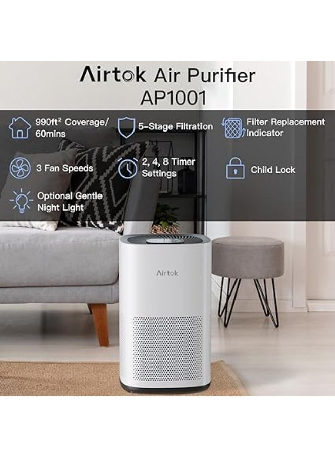 Air Purifiers Large Room with H13 True HEPA Filter for Bedroom Home - AIRTOK Air Purifier for Allergies and Pets Smoke Mold Dust Dander Odor Coverage Max 793 ft2 99.9% Removal to 0.1mic Ozone-Free - Image 2