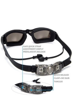 NIBEMINENT Swim Goggles and Cap Set 4 in 1, UV 400 Protection Lenses Clear Anti-Fog Swimming Goggles Waterproof No Leaking with Nose Clip + Ear Plugs for Adult Men Women  - Image 4
