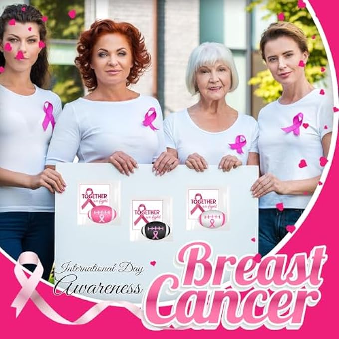 Gosodeny 12 Set 3.5 Inch Breast Cancer Awareness Footballs Bulk Pink Ribbon Stress Balls Breast Awareness Gifts Supplies Footballs for Breast Awareness Gifts Party Favors Stress Relief Supplies - Image 4