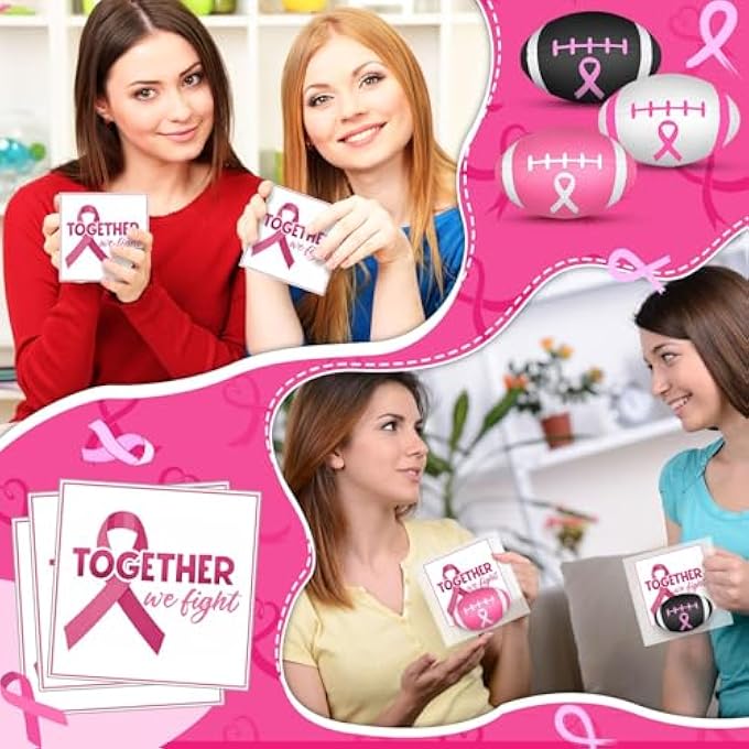 Gosodeny 12 Set 3.5 Inch Breast Cancer Awareness Footballs Bulk Pink Ribbon Stress Balls Breast Awareness Gifts Supplies Footballs for Breast Awareness Gifts Party Favors Stress Relief Supplies - Image 5