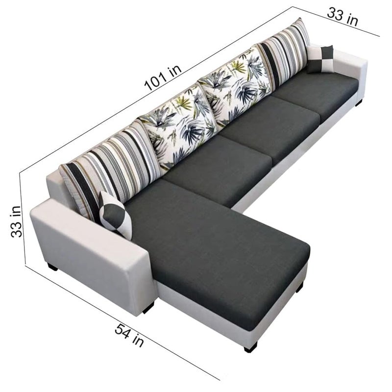 FURNY Alberoy 6 Seater Fabric LHS Sectional L Shape Sofa Set Dark GreyLight Grey - Image 3