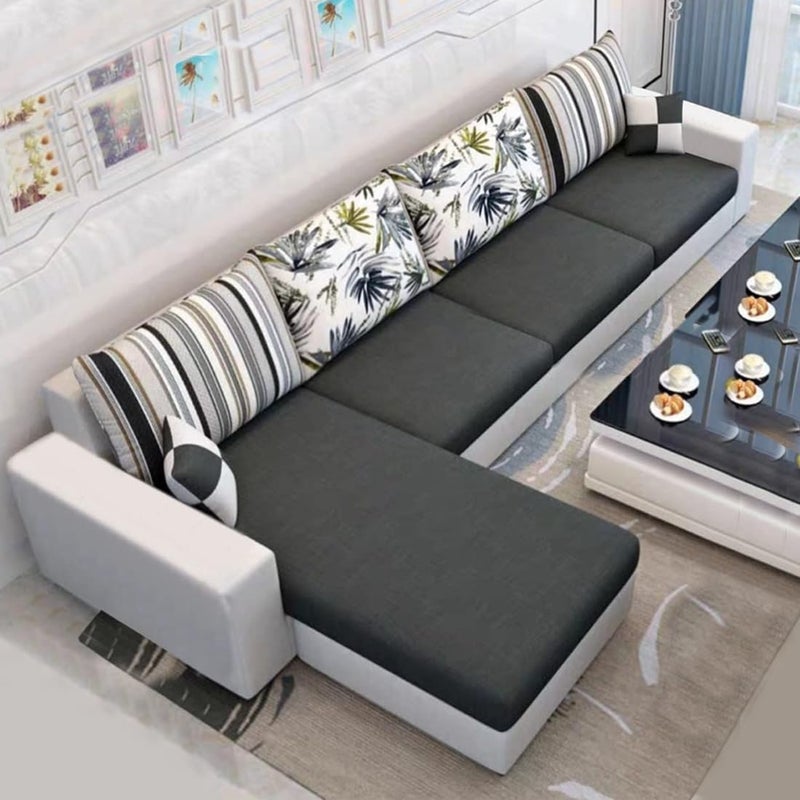 FURNY Alberoy 6 Seater Fabric LHS Sectional L Shape Sofa Set Dark GreyLight Grey - Image 1