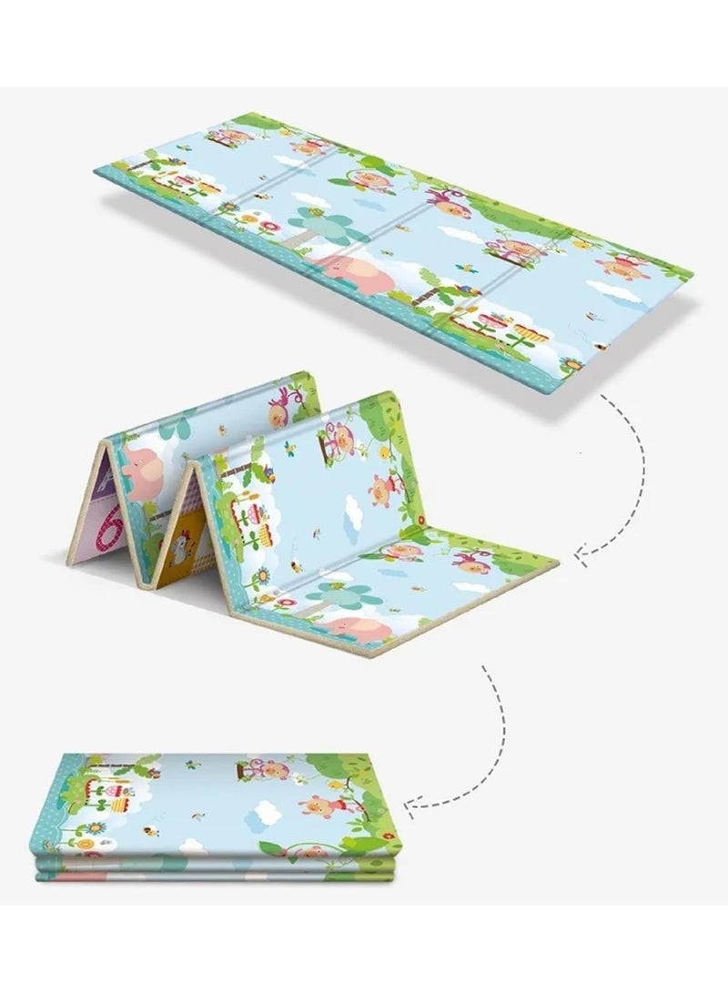 5-layer foldable children's rug, high-quality sponge material, waterproof, anti-slip, double-sided use, suitable for boys and girls (multi-colors - shapes) (150 cm * 180 cm)  - Image 1
