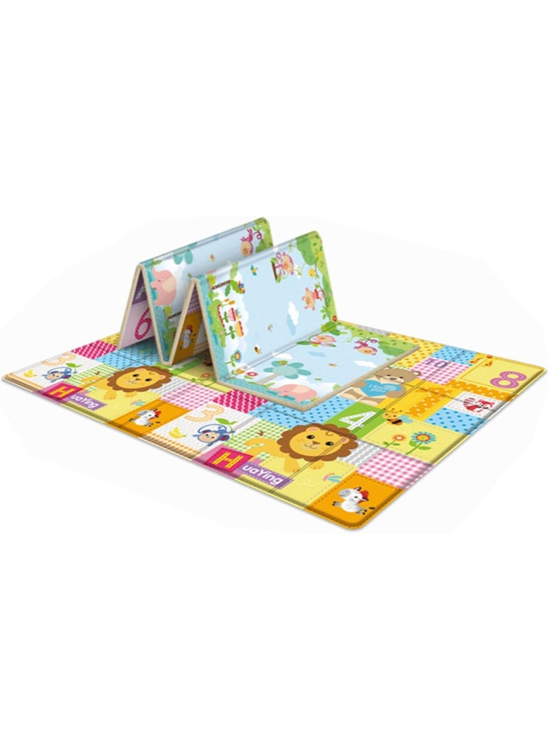 5-layer foldable children's rug, high-quality sponge material, waterproof, anti-slip, double-sided use, suitable for boys and girls (multi-colors - shapes) (150 cm * 180 cm)  - Image 2