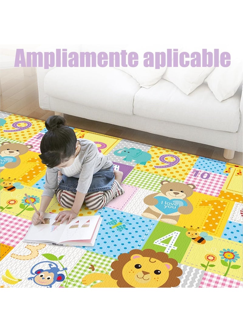 5-layer foldable children's rug, high-quality sponge material, waterproof, anti-slip, double-sided use, suitable for boys and girls (multi-colors - shapes) (150 cm * 180 cm)  - Image 5