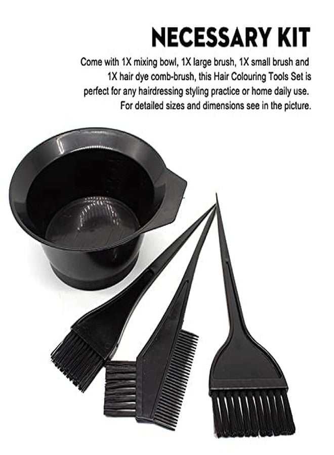 E-DUNIA Hair Colouring Dye Brushes with Bowl and Comb for Salon and Home Use for Men and Women, Black - Set of 4 Pieces (Plastic) - Image 4