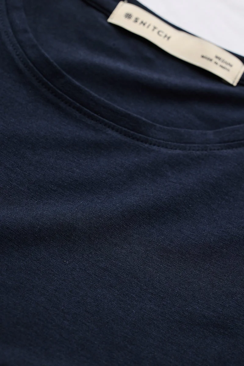 SNITCH Slim Fit Stretch Navy T-Shirt