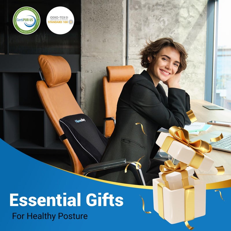 Niceeday Lumbar Support Pillow for Office Chair Car, Gaming Chair Lower Back Pain Relief Memory Foam Cushion with Greeting Card,3D Mesh Cover Ergonomic Back Rest, Birthday Gift for Dad,Stocking Stuffers - Image 5