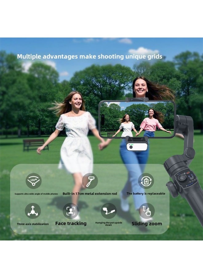 Generic - L9 Retractable Three-axis Mobile Phone Pan-tilt Mobile Phone Stabilizer Balancer Selfie Stick Live Intelligent Anti-shake Follow-up-Color:L9 Retractable Model + Ai Module - Image 1
