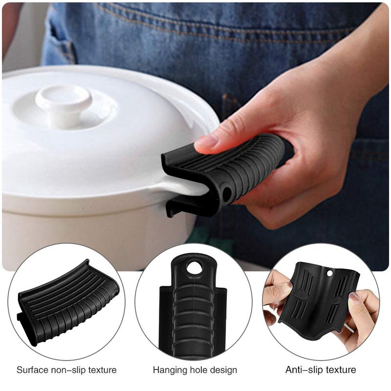 BEEK غطاء مقبض من الحديد الزهر 8 قطع، حامل مقبض سيليكون ساخن، حامل مساعد، غلاف حامل قدر غير قابل للانزلاق، أغطية مقبض قدر مقاومة للحرارة، غطاء مقبض من الحديد الزهر - Image 5