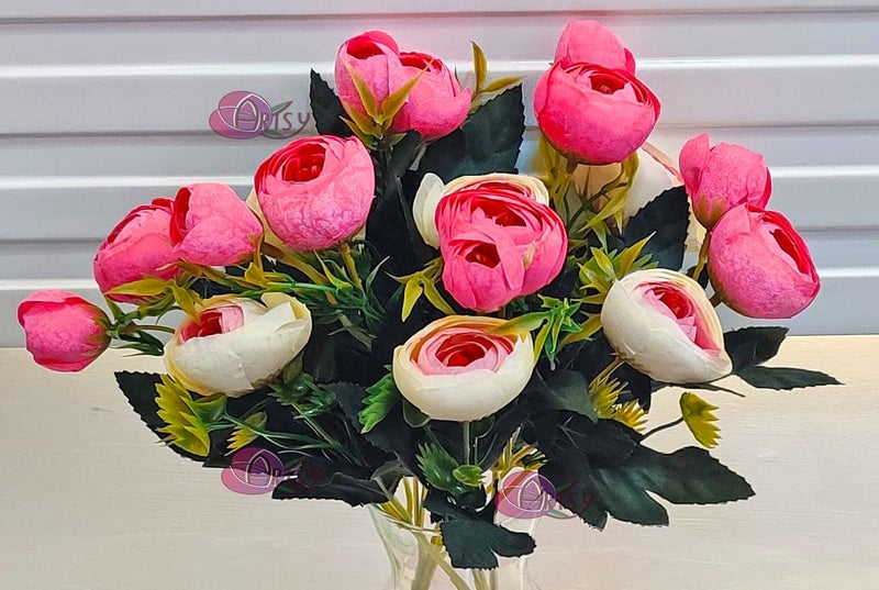 ARTSY Artificial Flowers for Decoration Small Size Rose Bunch Combo (Pack of 2 Pieces) Dry Cut Finish | VASE NOT Included | - Image 2