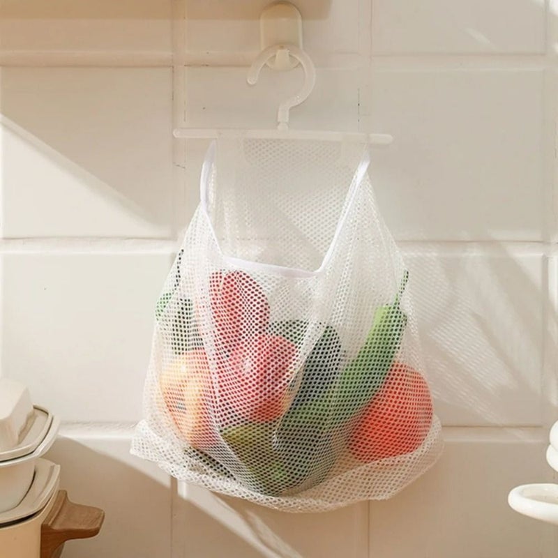 3 Pack White Hanging Storage Bags with Clothes Peg Basket and Drying Rack - Image 1