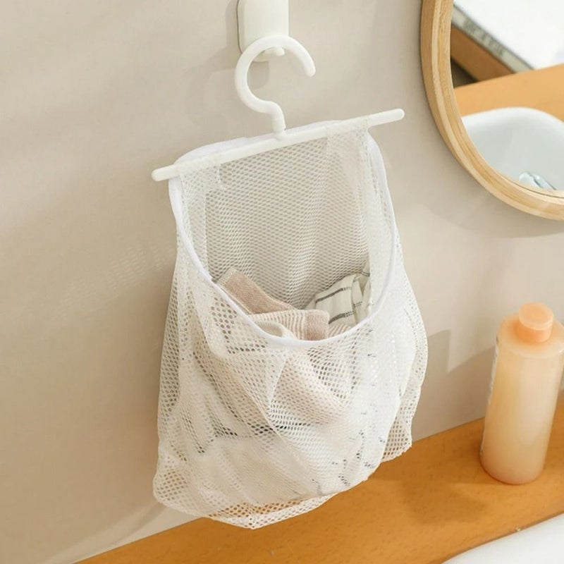 3 Pack White Hanging Storage Bags with Clothes Peg Basket and Drying Rack - Image 5