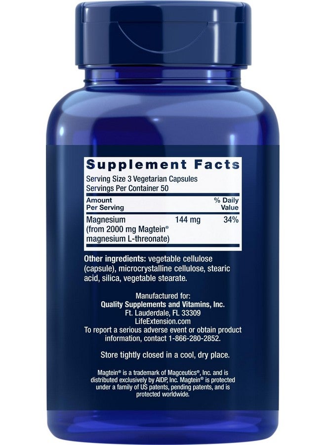 Life Extension Neuro-Mag 150 Veg Caps (Pack of 2), Magnesium L-Threonate, Magtein Supplement - Image 2