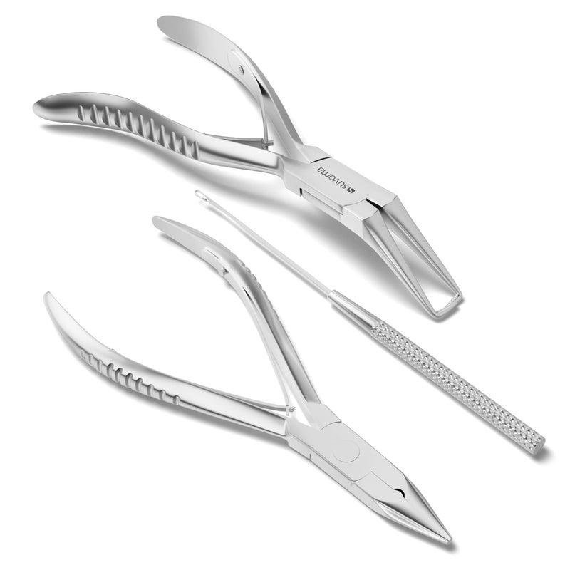 Suvorna Hair Extension Tools Microlinks Hair Extensions Kit for Micro link Micro Ring Beads Opener Beads Closener Needle Hook Tool Kit Japanese Steel Professional Hair Loop Styling Tool