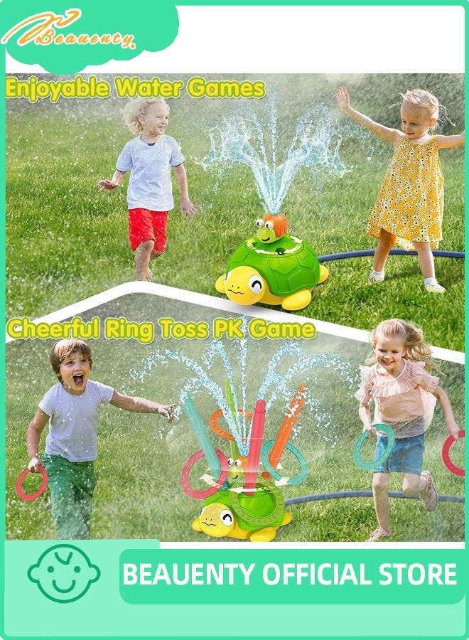Beauenty 4-in-1 Turtle Water Sprinkler for Kids, Outdoor Toys with Snail Splash, Ring Toss, Catch Ball Game & Hurdle Play, Backyard Games Splash Water Toys Gifts for Boys Girls 3-8 - Image 2