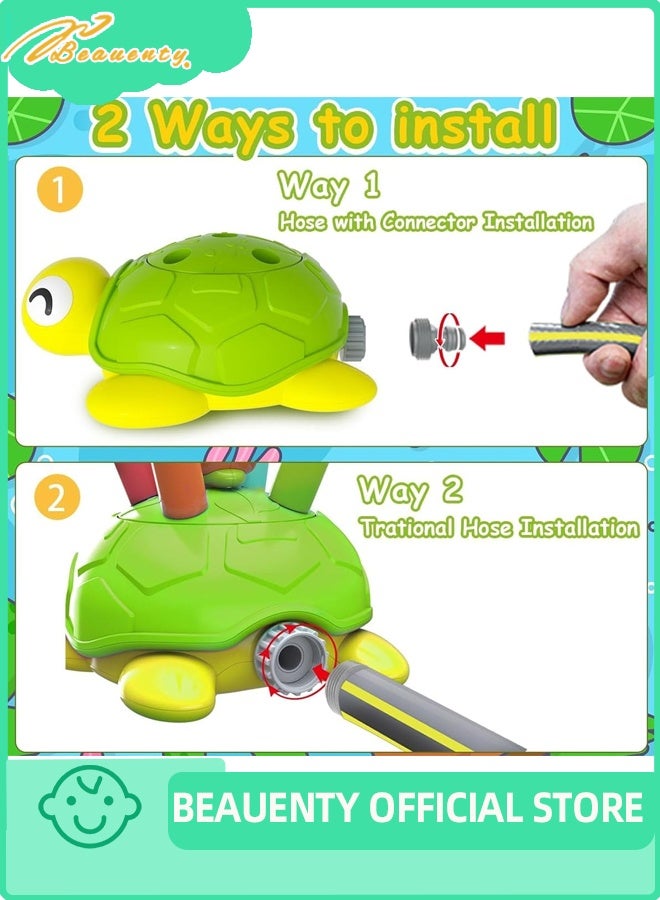 Beauenty 4-in-1 Turtle Water Sprinkler for Kids, Outdoor Toys with Snail Splash, Ring Toss, Catch Ball Game & Hurdle Play, Backyard Games Splash Water Toys Gifts for Boys Girls 3-8 - Image 5