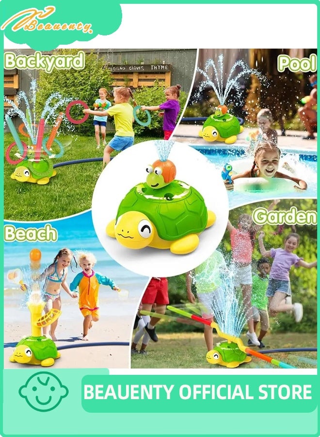 Beauenty 4-in-1 Turtle Water Sprinkler for Kids, Outdoor Toys with Snail Splash, Ring Toss, Catch Ball Game & Hurdle Play, Backyard Games Splash Water Toys Gifts for Boys Girls 3-8 - Image 4
