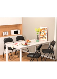 Huitich Black-Leg Folding Chair with Black Leather Seat and Backrest 78cm Height, 42cm Depth, 40cm Width  - Image 3