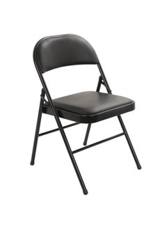 Huitich Black-Leg Folding Chair with Black Leather Seat and Backrest 78cm Height, 42cm Depth, 40cm Width  - Image 1