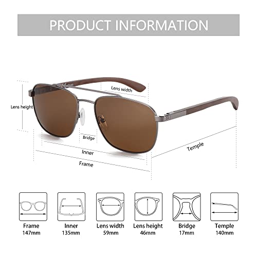 ZENOTTIC Aviator Wood Polarized Sunglasses for Men 100% UV Protection Fishing Driving Golf - Image 4